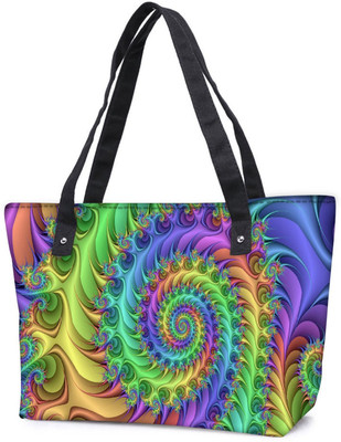 

Snoogg Pack Of 2 Multicolor Abstract Design Combo Tote Shopping Grocery Bag With Coin Pencil Purse Shoulder Bag(Multicolor, 15 L)