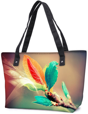 

Snoogg Pack Of 2 Colorful Leaves Digital Art Combo Tote Shopping Grocery Bag With Coin Pencil Purse Shoulder Bag(Multicolor, 15 L)