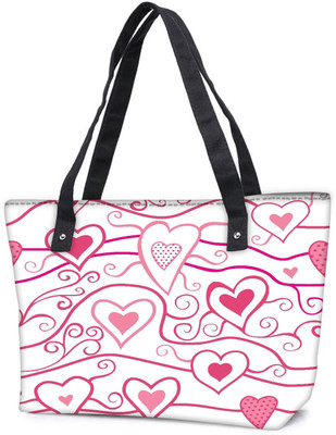 

Snoogg Pack Of 2 Abstract Pink Heart White Pattern Combo Tote Shopping Grocery Bag With Coin Pencil Purse Shoulder Bag(Multicolor, 15 L)