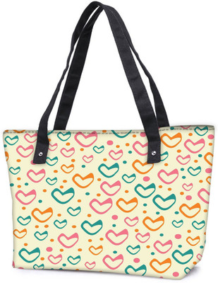 

Snoogg Pack Of 2 Multicolor Hearts Cream Pattern Combo Tote Shopping Grocery Bag With Coin Pencil Purse Shoulder Bag(Multicolor, 5 L)
