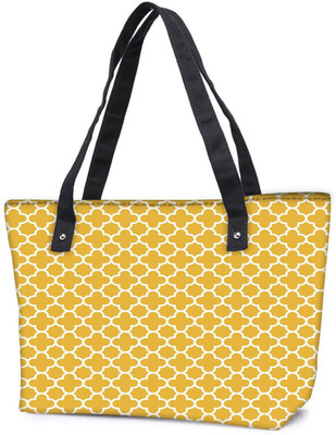 

Snoogg Pack Of 2 Abstract White Yellow Pattern Combo Tote Shopping Grocery Bag With Coin Pencil Purse Shoulder Bag(Multicolor, 15 L)