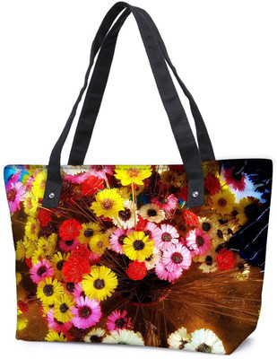 

Snoogg Pack Of 2 Colorful Flowers Background Combo Tote Shopping Grocery Bag With Coin Pencil Purse Shoulder Bag(Multicolor, 15 L)