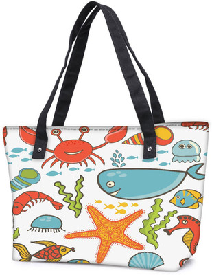 

Snoogg Pack Of 2 Sea World Combo Tote Shopping Grocery Bag With Coin Pencil Purse Shoulder Bag(Multicolor, 15 L)