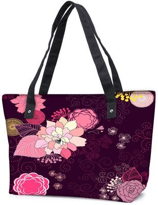 

Snoogg Pack Of 2 Vector Flower Seamless Pattern Combo Tote Shopping Grocery Bag With Coin Pencil Purse Shoulder Bag(Multicolor, 5 L)