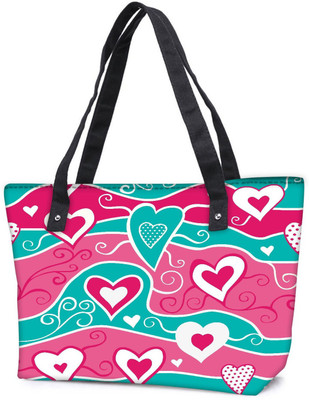 

Snoogg Pack Of 2 Wavy Hearts Pattern Combo Tote Shopping Grocery Bag With Coin Pencil Purse Shoulder Bag(Multicolor, 5 L)