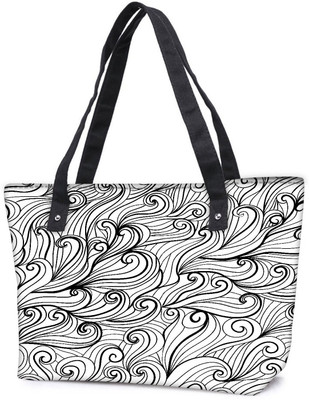 

Snoogg Pack Of 2 Black Pattern Grey Combo Tote Shopping Grocery Bag With Coin Pencil Purse Shoulder Bag(Multicolor, 5 L)