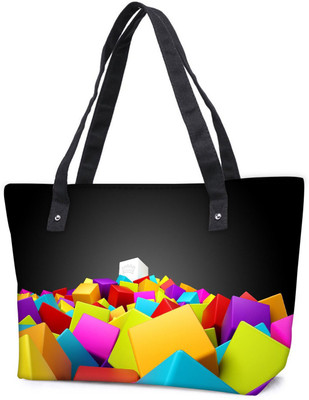 

Snoogg Pack Of 2 Abstract White Cube Combo Tote Shopping Grocery Bag With Coin Pencil Purse Shoulder Bag(Multicolor, 15 L)