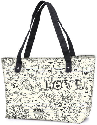 

Snoogg Pack Of 2 Love Birds White Pattern Combo Tote Shopping Grocery Bag With Coin Pencil Purse Shoulder Bag(Multicolor, 15 L)