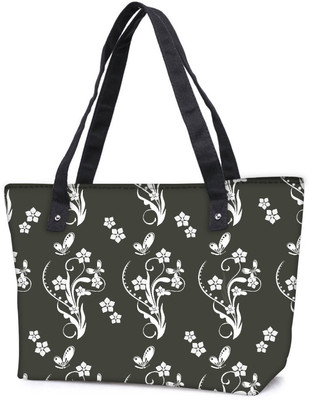 

Snoogg Pack Of 2 White Floral Pattern Combo Tote Shopping Grocery Bag With Coin Pencil Purse Shoulder Bag(Multicolor, 5 L)
