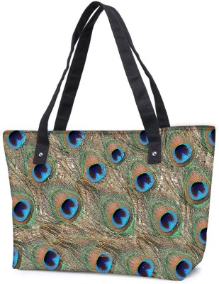 

Snoogg Pack Of 2 Peacock Feathers Combo Tote Shopping Grocery Bag With Coin Pencil Purse Shoulder Bag(Multicolor, 5 L)