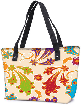 

Snoogg Pack Of 2 Colorful Layered Flowers Combo Tote Shopping Grocery Bag With Coin Pencil Purse Shoulder Bag(Multicolor, 15 L)