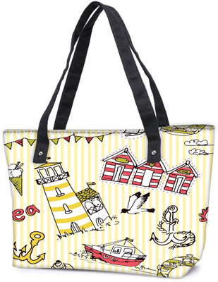 

Snoogg Pack Of 2 Light House Combo Tote Shopping Grocery Bag With Coin Pencil Purse Shoulder Bag(Multicolor, 15 L)