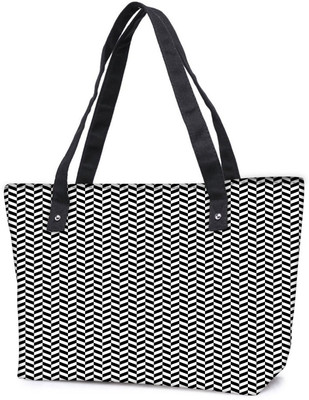 

Snoogg Pack Of 2 Black And White Strips 1 Combo Tote Shopping Grocery Bag With Coin Pencil Purse Shoulder Bag(Multicolor, 5 L)
