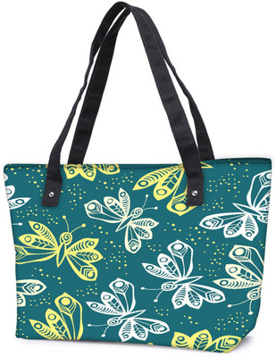 

Snoogg Pack Of 2 White And Yellow Butterfly Combo Tote Shopping Grocery Bag With Coin Pencil Purse Shoulder Bag(Multicolor, 15 L)