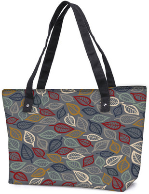 

Snoogg Pack Of 2 Grey Pattern Leaves Combo Tote Shopping Grocery Bag With Coin Pencil Purse Shoulder Bag(Multicolor, 15 L)