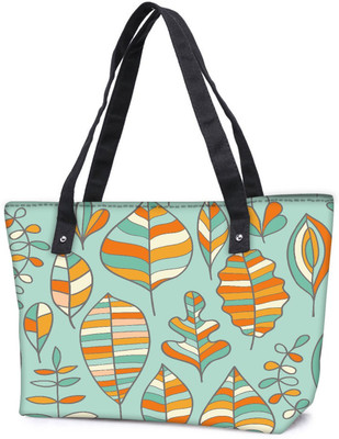 

Snoogg Pack Of 2 Mixed Leaves Combo Tote Shopping Grocery Bag With Coin Pencil Purse Shoulder Bag(Multicolor, 5 L)