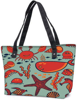 

Snoogg Pack Of 2 Fish World Grey Pattern Combo Tote Shopping Grocery Bag With Coin Pencil Purse Shoulder Bag(Multicolor, 5 L)