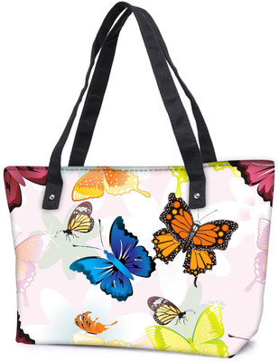 

Snoogg Pack Of 2 Abstract Butterflies Pattern Design Combo Tote Shopping Grocery Bag With Coin Pencil Purse Shoulder Bag(Multicolor, 5 L)