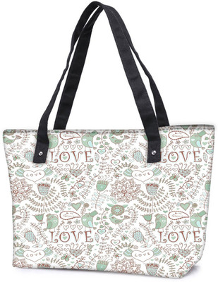 

Snoogg Pack Of 2 Love Birds Offwhite Pattern Combo Tote Shopping Grocery Bag With Coin Pencil Purse Shoulder Bag(Multicolor, 5 L)
