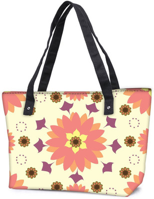 

Snoogg Pack Of 2 Cream Floral Combo Tote Shopping Grocery Bag With Coin Pencil Purse Shoulder Bag(Multicolor, 15 L)