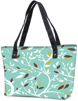 

Snoogg Pack Of 2 White Leaves Combo Tote Shopping Grocery Bag With Coin Pencil Purse Shoulder Bag(Multicolor, 5 L)