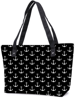 

Snoogg Pack Of 2 Black And White Anchors Combo Tote Shopping Grocery Bag With Coin Pencil Purse Shoulder Bag(Multicolor, 15 L)