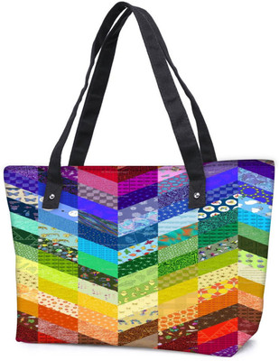 

Snoogg Pack Of 2 Multi Pattern Waves 2534 Combo Tote Shopping Grocery Bag With Coin Pencil Purse Shoulder Bag(Multicolor, 5 L)