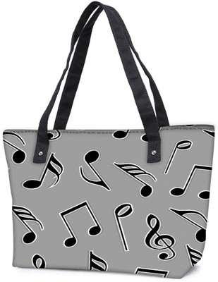 

Snoogg Pack Of 2 Black Music Strings Combo Tote Shopping Grocery Bag With Coin Pencil Purse Shoulder Bag(Multicolor, 15 L)