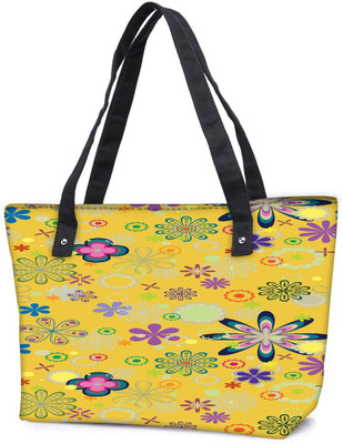 

Snoogg Pack Of 2 Yellow Floral Pattern Combo Tote Shopping Grocery Bag With Coin Pencil Purse Shoulder Bag(Multicolor, 15 L)