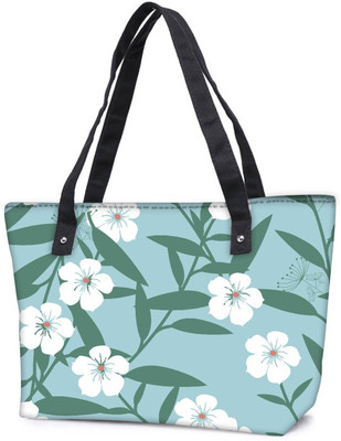 

Snoogg Pack Of 2 White Flower And Green Combo Tote Shopping Grocery Bag With Coin Pencil Purse Shoulder Bag(Multicolor, 15 L)