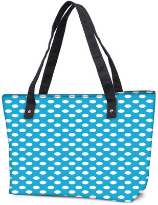 

Snoogg Pack Of 2 Blue Polka Dot Combo Tote Shopping Grocery Bag With Coin Pencil Purse Shoulder Bag(Multicolor, 15 L)
