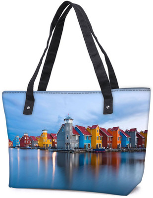 

Snoogg Pack Of 2 Colorful Houses By The Lake World Combo Tote Shopping Grocery Bag With Coin Pencil Purse Shoulder Bag(Multicolor, 15 L)