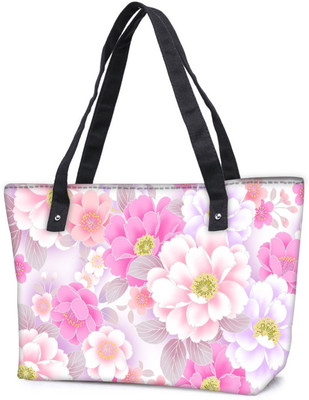 

Snoogg Pack Of 2 Floral Background Combo Tote Shopping Grocery Bag With Coin Pencil Purse Shoulder Bag(Multicolor, 15 L)