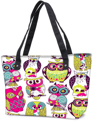 

Snoogg Pack Of 2 Eamless Owl Pattern Combo Tote Shopping Grocery Bag With Coin Pencil Purse Shoulder Bag(Multicolor, 5 L)