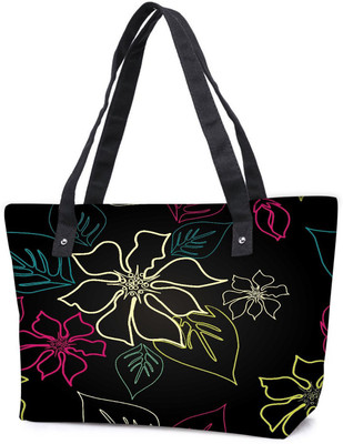 

Snoogg Pack Of 2 Floral Sketch Combo Tote Shopping Grocery Bag With Coin Pencil Purse Shoulder Bag(Multicolor, 15 L)