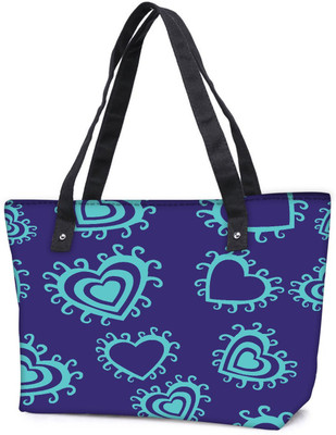 

Snoogg Pack Of 2 Blue Hearts Purple Pattern Combo Tote Shopping Grocery Bag With Coin Pencil Purse Shoulder Bag(Multicolor, 15 L)