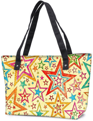 

Snoogg Pack Of 2 Star Studded Combo Tote Shopping Grocery Bag With Coin Pencil Purse Shoulder Bag(Multicolor, 15 L)