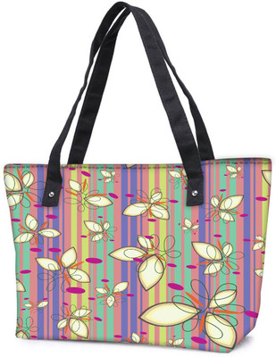 

Snoogg Pack Of 2 Cream Floral Pattern Combo Tote Shopping Grocery Bag With Coin Pencil Purse Shoulder Bag(Multicolor, 15 L)