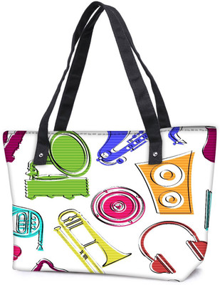 

Snoogg Pack Of 2 Colorful Music Set Combo Tote Shopping Grocery Bag With Coin Pencil Purse Shoulder Bag(Multicolor, 5 L)