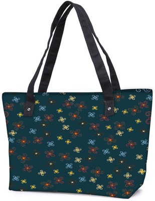 

Snoogg Pack Of 2 Orange Blue Pattern Combo Tote Shopping Grocery Bag With Coin Pencil Purse Shoulder Bag(Multicolor, 15 L)