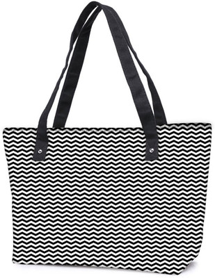 

Snoogg Pack Of 2 Black And White Strips Combo Tote Shopping Grocery Bag With Coin Pencil Purse Shoulder Bag(Multicolor, 5 L)