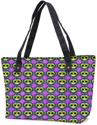 

Snoogg Pack Of 2 Skull Purple Pattern Combo Tote Shopping Grocery Bag With Coin Pencil Purse Shoulder Bag(Multicolor, 5 L)