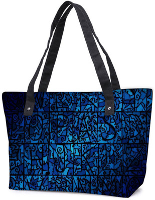 

Snoogg Pack Of 2 Abstract Blue Patterned Combo Tote Shopping Grocery Bag With Coin Pencil Purse Shoulder Bag(Multicolor, 15 L)