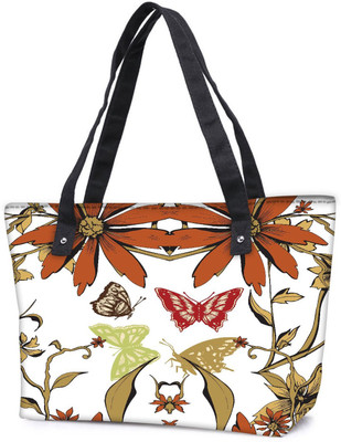 

Snoogg Pack Of 2 Garden White Pattern Combo Tote Shopping Grocery Bag With Coin Pencil Purse Shoulder Bag(Multicolor, 5 L)