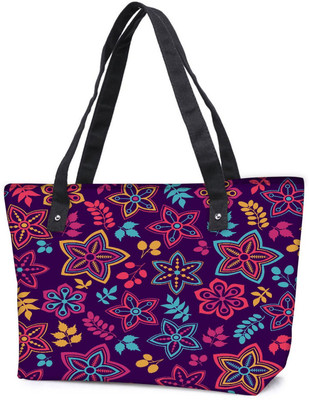 

Snoogg Pack Of 2 Neon Flowers Purple Pattern Combo Tote Shopping Grocery Bag With Coin Pencil Purse Shoulder Bag(Multicolor, 15 L)