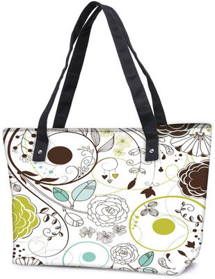 

Snoogg Pack Of 2 Retro Floral Background Combo Tote Shopping Grocery Bag With Coin Pencil Purse Shoulder Bag(Multicolor, 5 L)
