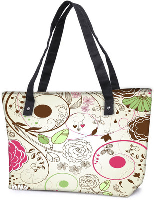 

Snoogg Pack Of 2 Retro Floral Background Combo Tote Shopping Grocery Bag With Coin Pencil Purse Shoulder Bag(Multicolor, 15 L)