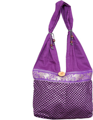 

ZAISHA ZAISHA PURPLE ETHNIC COTTON HANDBAG Shoulder Bag(Purple, 12 inch)