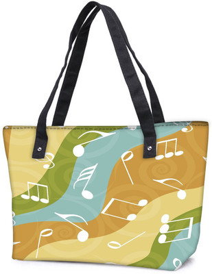 

Snoogg Pack Of 2 White Music Combo Tote Shopping Grocery Bag With Coin Pencil Purse Shoulder Bag(Multicolor, 5 L)