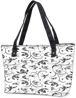 

Snoogg Pack Of 2 Black Flower Combo Tote Shopping Grocery Bag With Coin Pencil Purse Shoulder Bag(Multicolor, 5 L)